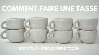 COMMENT FAIRE UNE TASSE ☕️ tuto débutant poterie sans tour projet simple en céramique 🤍 [upl. by Atiuqam]