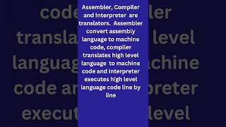 Difference between Compiler Assembler  and Interpreter Competitive Exams [upl. by Ymerej]