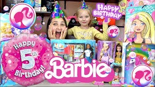 KAIAs 5th BIRTHDAY PRESENTS OPENING BARBIE TOY SKIT The TOYTASTIC Sisters Hello DREAM HOUSE [upl. by Grantham]