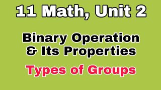 11 Maths Ex 28 Group Theory Binary Operation Types of Groups [upl. by Dosh981]