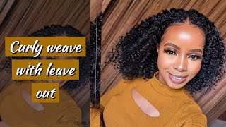 MAKE YOUR LEAVE OUT BLEND WITH YOUR WEAVE  CURLY WEAVE TUTORIAL  Fashion idol weave [upl. by Ylenats]