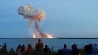 Antares rocket launch 102814 Failure and Explosion at liftoff [upl. by Ailefo770]