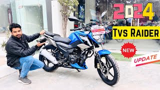 New Launch 2024 Tvs Raider 125 Blue 🔵 Colour with 5 Inch TFT Display Bluetooth Edition Detail Review [upl. by Rehposirhc]