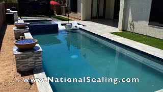 Sealing Travertine Marble Decks Gilbert AZ  Non Slip Application [upl. by Carli750]