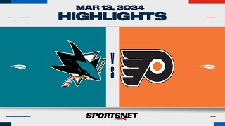 NHL Highlights  Sharks vs Flyers  March 12 2024 [upl. by Ecire]