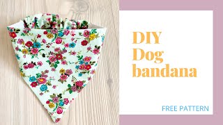 DIY How to sew dog bandana with scrunchie back Free pattern included [upl. by Amol]