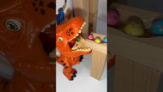 Wooden wiggle course amp bigmouth dinosaur Marble Run ASMR marblerunhealing asmr satisfying [upl. by Aitnic]