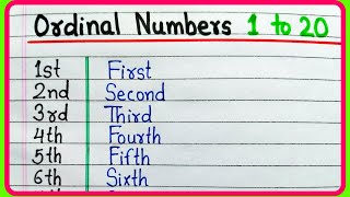 Ordinal numbers 1to 20 in English  Ordinal numbers 120  Ordinal numbers spelling 1 to 20 [upl. by Terena]