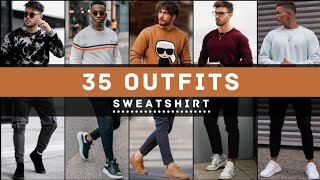 35 Sweatshirt Outfit Ideas For Men 2022  Mens Fashion  Fall 2022 [upl. by Phillane]