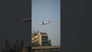 Air India B777300 LondonMumbai Flight on finals csmia [upl. by Eirrek]