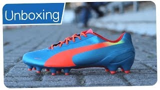 Puma evoSPEED 12 FG BlueOrange  AGÜERO Boots  Unboxing  ON FEET [upl. by Yduj]