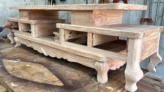 Creative Woodworking Project Techniques TV Shelf Design With Extremely Unique Curved Wood Slats [upl. by Anetta626]