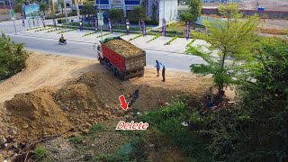 Full Video Wonderful Dozer KOMATSU D31P pushing soil into pit FillLand by dump truck5Ton [upl. by Lura895]