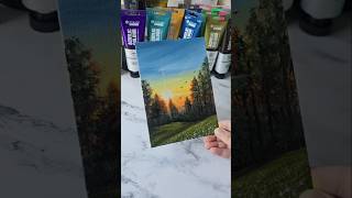 Easy way to paint a sunset scenery  acrylic painting ideas [upl. by Yxor]