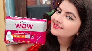 V wash WOW sanitary napkins review  hygiene pad for periods [upl. by Attennot]