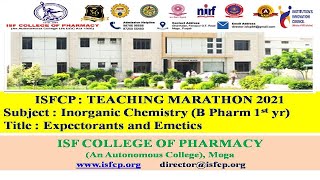 Lecture 1  Inorganic Chemistry  Module IV  Expectorants and Emetics  BPharm  Dr Vivek Asati [upl. by Eniawtna361]