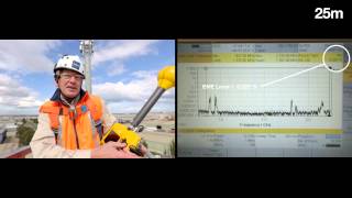 EME Levels on a mobile phone tower  live readings from 35m to ground level [upl. by Nythsa]