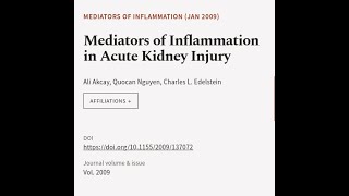 Mediators of Inflammation in Acute Kidney Injury  RTCLTV [upl. by Sewel775]