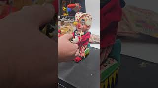 Yoyo Clown Creepy Vintage Tin Toy Lifelike Action Cragstan [upl. by Hebe]