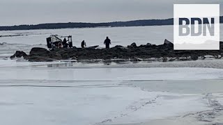 Airboat approaches Sebago Lake shore after rescuing 71yearold man [upl. by Cohl904]