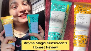 Aroma magic Sunscreen review  summer sunscreen  paraban free sunscreen  Honest Review [upl. by Lewanna]