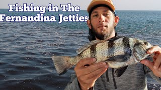 Fishing the Fernandina Beach FL Jetties for Black Drum [upl. by Chansoo62]