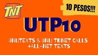 How to Register TNT UTP10 10 Pesos Unlitexts  Trinet calls  All net texts Promo [upl. by Kcirtapnaes693]