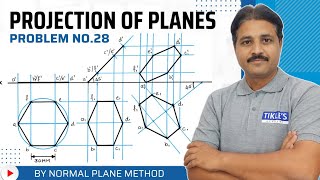 PROJECTION OF PLANES SOLVED PROBLEM 28 IN HINDI IN ENGINEERING DRAWING TIKLESACADEMYOFMATHS [upl. by Silvers]