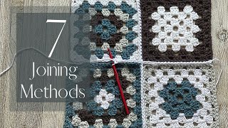 Left Handed 7 Methods Joining Granny Squares Tutorial [upl. by Sedlik]