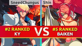 GGST ▰ SneedChungus 2 Ranked Ky vs Shin 5 Ranked Baiken High Level Gameplay [upl. by Sarilda]