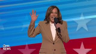 WATCH Harris energizes crowd with tribute to Biden in DNC entrance [upl. by Kamp72]