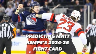 PREDICTING MATT REMPES 202425 NHL FIGHT CARD rempe nhl newyorkrangers torontomapleleafs [upl. by Harri]