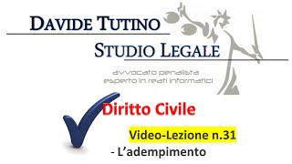 Diritto Civile  Video lezione n31 L’adempimento [upl. by Mireielle]