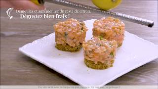 RECETTE  Tartare de saumon sur croustillant au parmesan [upl. by Enitsyrk]