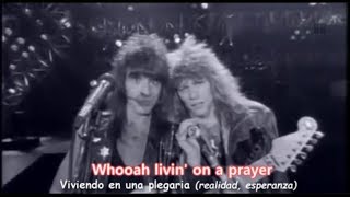 Bon Jovi  Livin On A Prayer Lyrics y Subtitulos en Español Official Video [upl. by Assilen688]