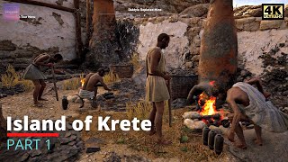 Walking in Ancient Greece  Island of Crete  AC Odyssey  4K Ultra  Relaxing Ambience [upl. by Daeriam]