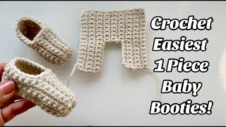 EASIEST CROCHET BABY BOOTIES 03 MONTHS [upl. by Hannavahs569]