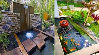 Backyard Waterfall Fountain Feature  Backyard Fish Pond Design  Patio Koi Ponds Aquarium fish [upl. by Lehpar]