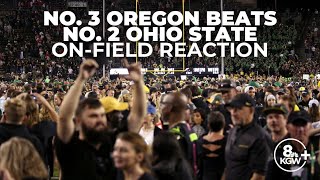 Recapping No 3 Oregons win against No 2 Ohio State on the field after the game [upl. by Keavy]