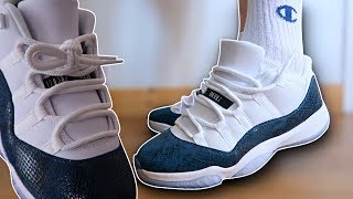 How To Lace Jordan 11 Lows 3 Ways w ON FEET  Featuring Snakeskin THE BEST WAY [upl. by Ostler]