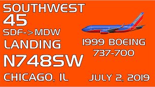 Southwest Airlines 737700  N748SW  landing at MDW from SDF070219 [upl. by Clough]