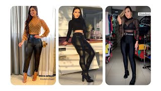 Gorgeous Leather Tight Pants with cool Combination of shirts For Elegant looking  Dressing Ideas [upl. by Notseh]