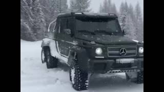 Mercedes GWagen  G63 AMG 6x6  6 wheel drifting in the snow [upl. by Karr]