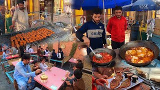 Breakfast in Chaman restaurant  Chai  Afghani parati  Shola  Mota chawal  Jalalabad street food [upl. by Winn]