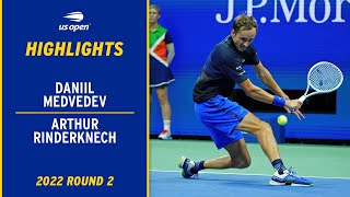 Daniil Medvedev vs Arthur Rinderknech Highlights  2022 US Open Round 2 [upl. by Murdoch]