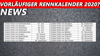 Vorläufiger Rennkalender für 2020  F1 News  Maiks F1 Channel [upl. by Eatnoled351]