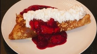 How to Make Danish Pancakes with Ice Cream and Fruit Sauce A traditional dansk pandekage recipe [upl. by Ferrand]