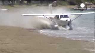 Double trouble Light plane crashes twice on New Zealand beach [upl. by Gunner137]