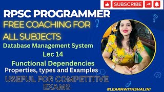 RPSC Programmer  Functional Dependency amp its properties DBMS  Solved Competative exam level que [upl. by Alvina401]