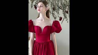 Elegant Burgundy Satin Prom Dresses 2021 [upl. by Vizza]